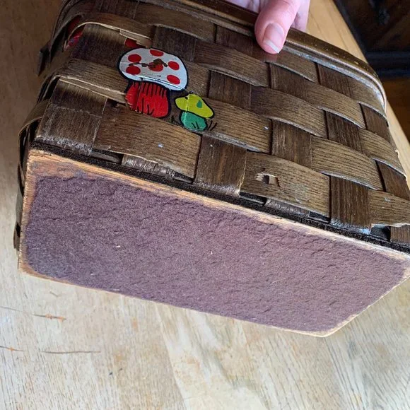 Vintage - Caro Nan - Basket Purse Painted Mushrooms Ladybug - Picture 15 of 15